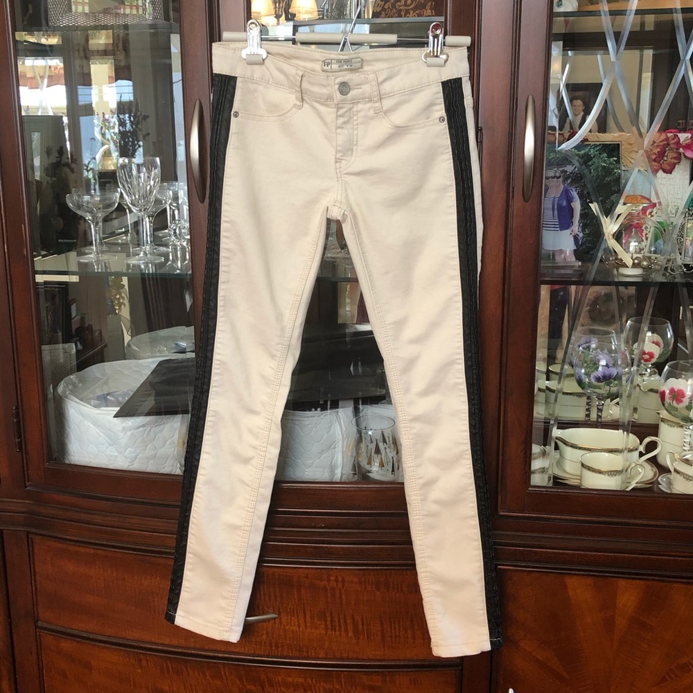 Free People Faux Leather panel Skinny Jeans